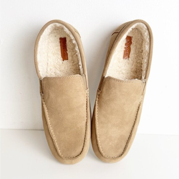 New Vince Gino Tan Suede Shearling Lined Slipper size 13 - Picture 2 of 5